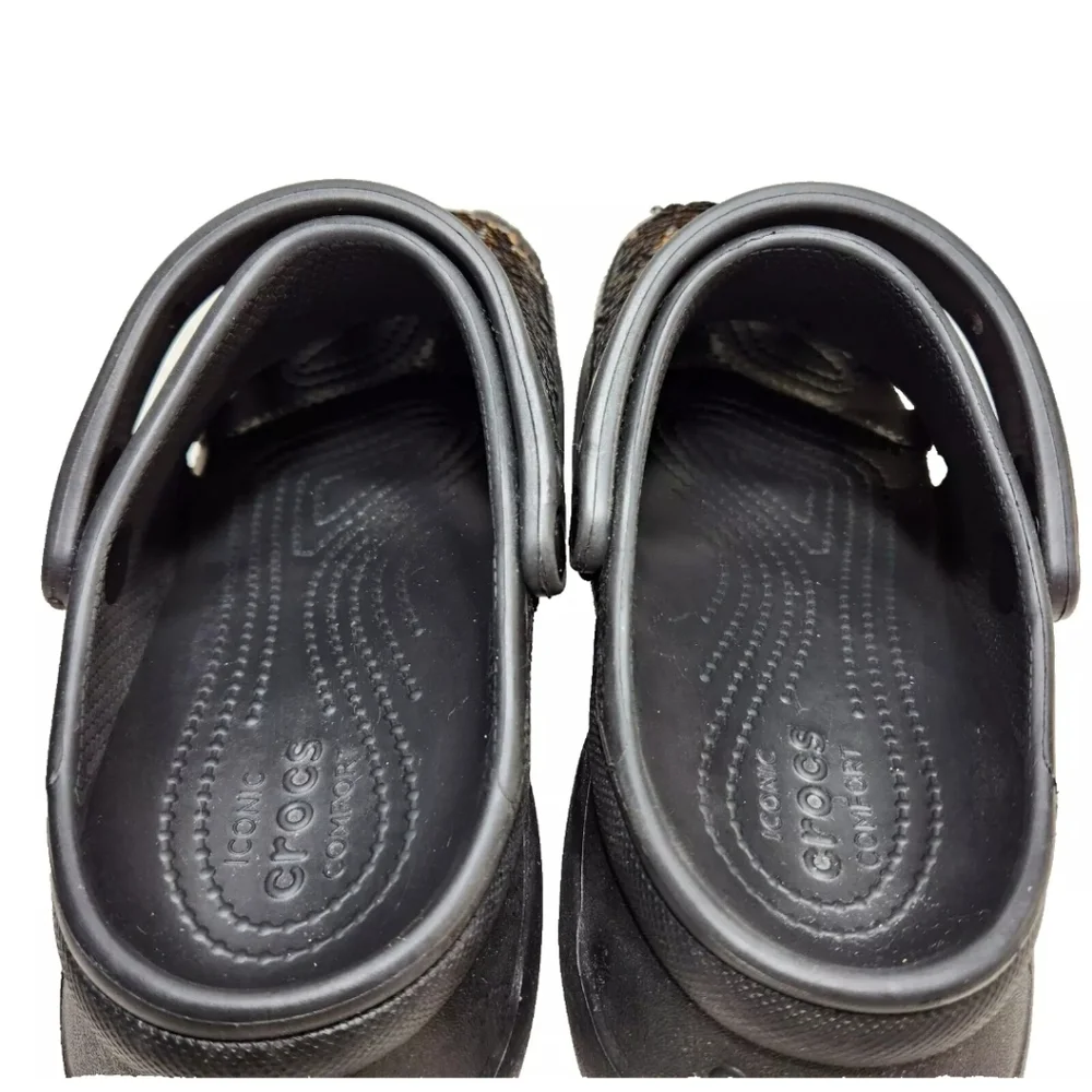 CROCS Classic Bae Silver Gold Sequin Platform Clog Sz 9 Black Multi - Picture 8 of 14